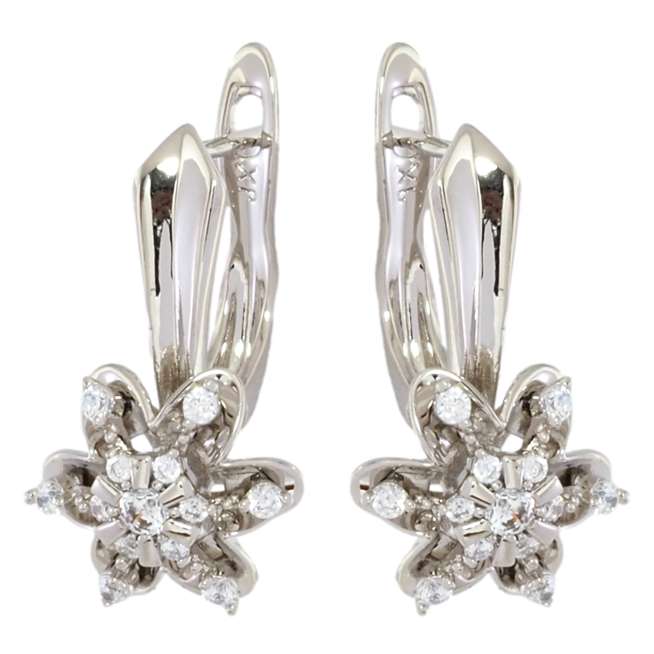 Серьги Xuping Родий английский замок Цветочки с цирконием фото №21