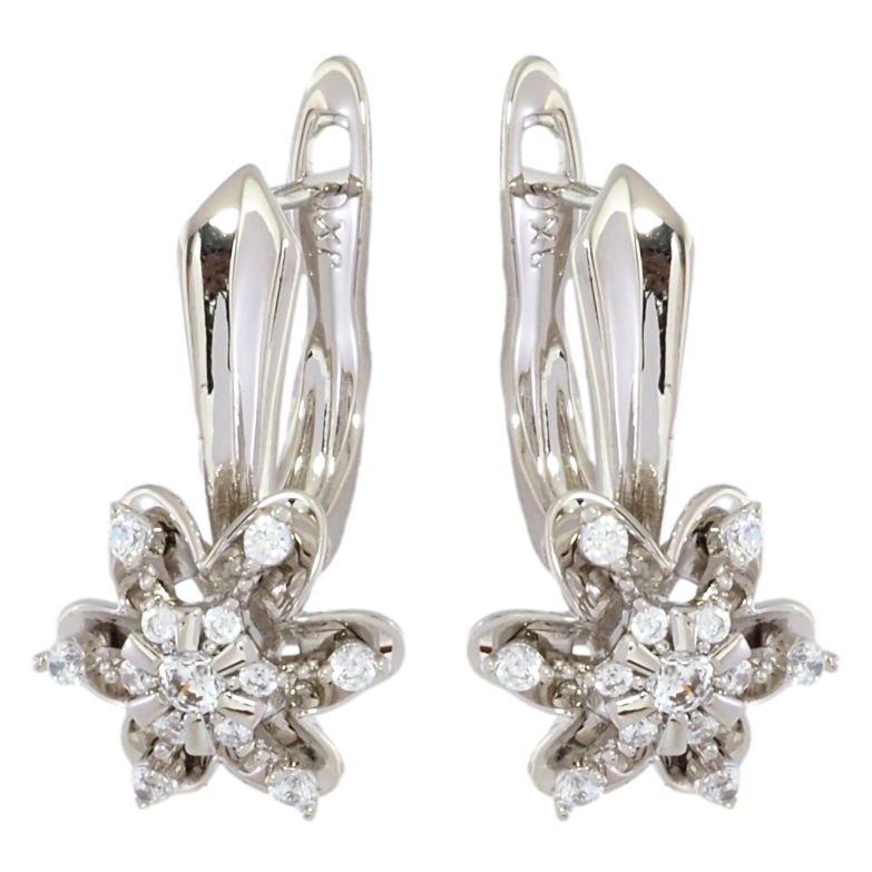 Серьги Xuping Родий английский замок Цветочки с цирконием фото №1