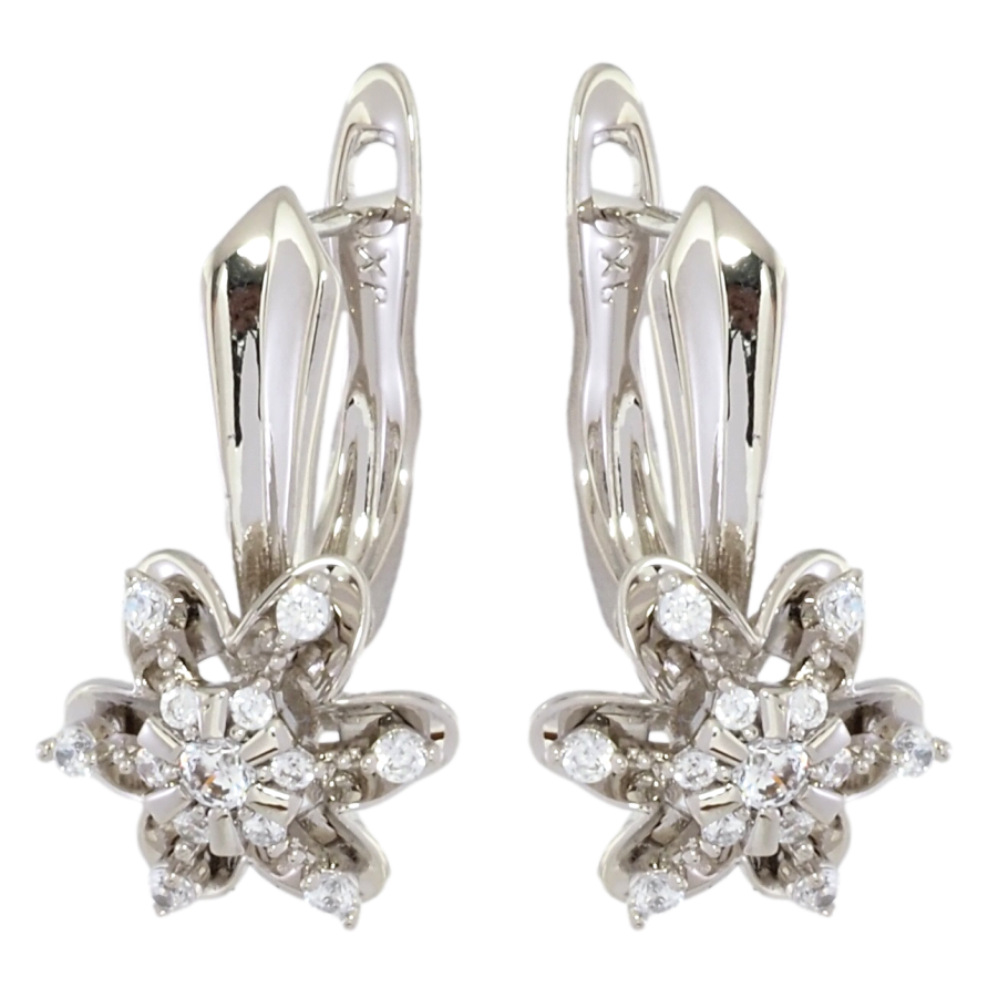 Серьги Xuping Родий английский замок Цветочки с цирконием фото №1