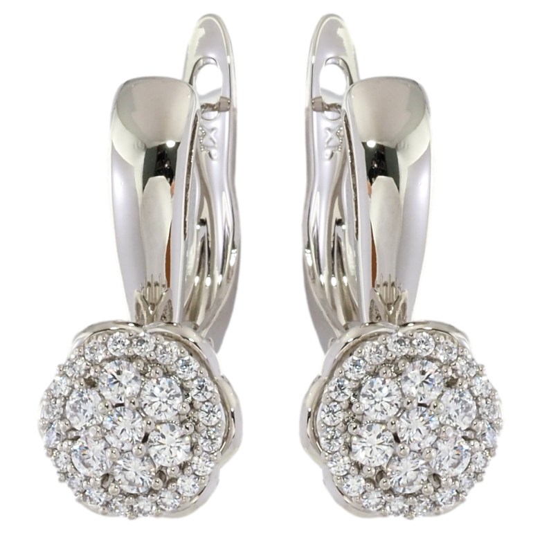 Серьги Xuping Родий английский замок Цветочки с инкрустацией цирконием фото №5