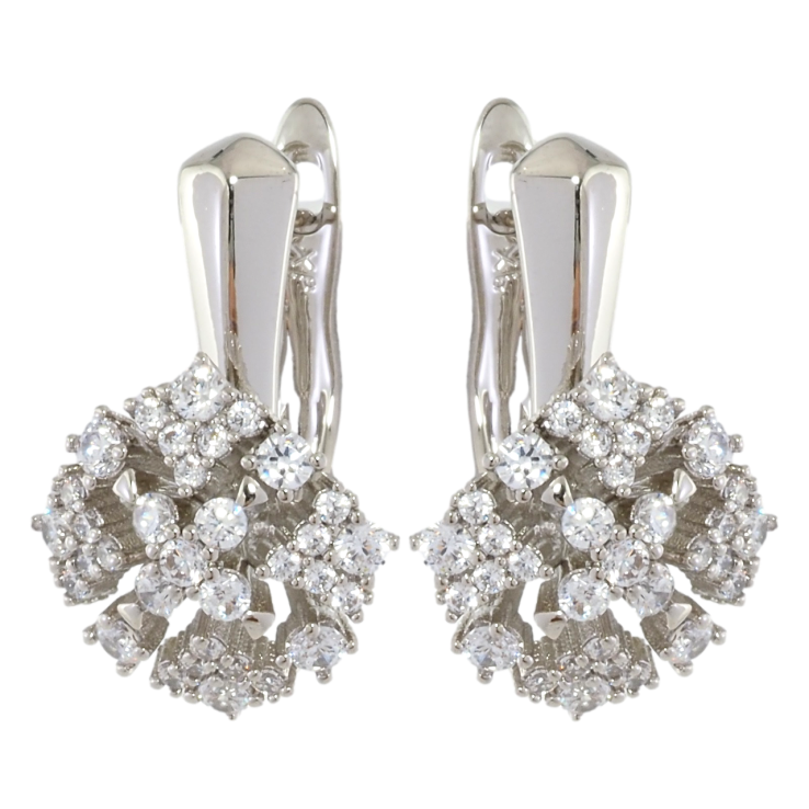 Серьги Xuping Родий английский замок Цветочки с цирконием фото №22