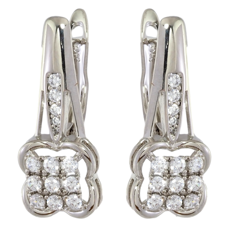 Серьги Xuping Родий английский замок Узор с инкрустацией цирконием фото №3