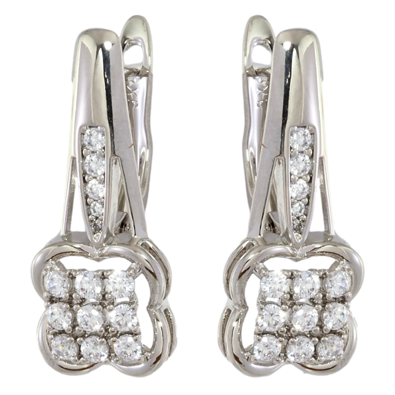 Серьги Xuping Родий английский замок Узор с инкрустацией цирконием фото №16