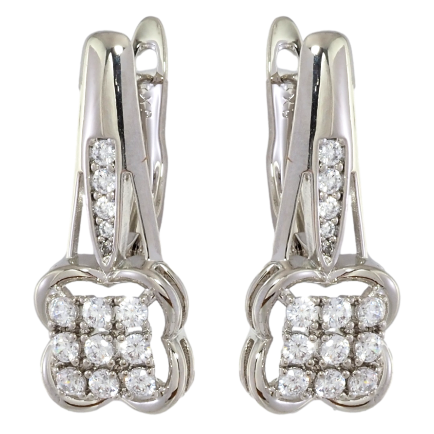 Серьги Xuping Родий английский замок Узор с инкрустацией цирконием фото №1