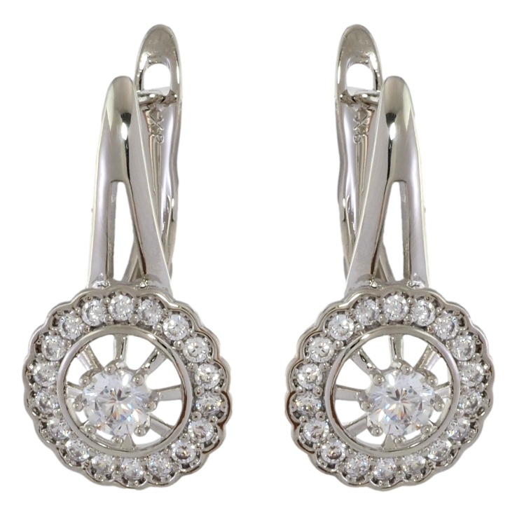 Серьги Xuping Родий английский замок Цветочки с цирконием фото №23