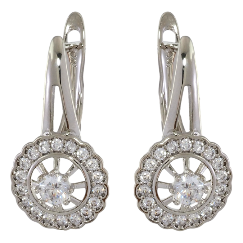 Серьги Xuping Родий английский замок Цветочки с цирконием фото №15