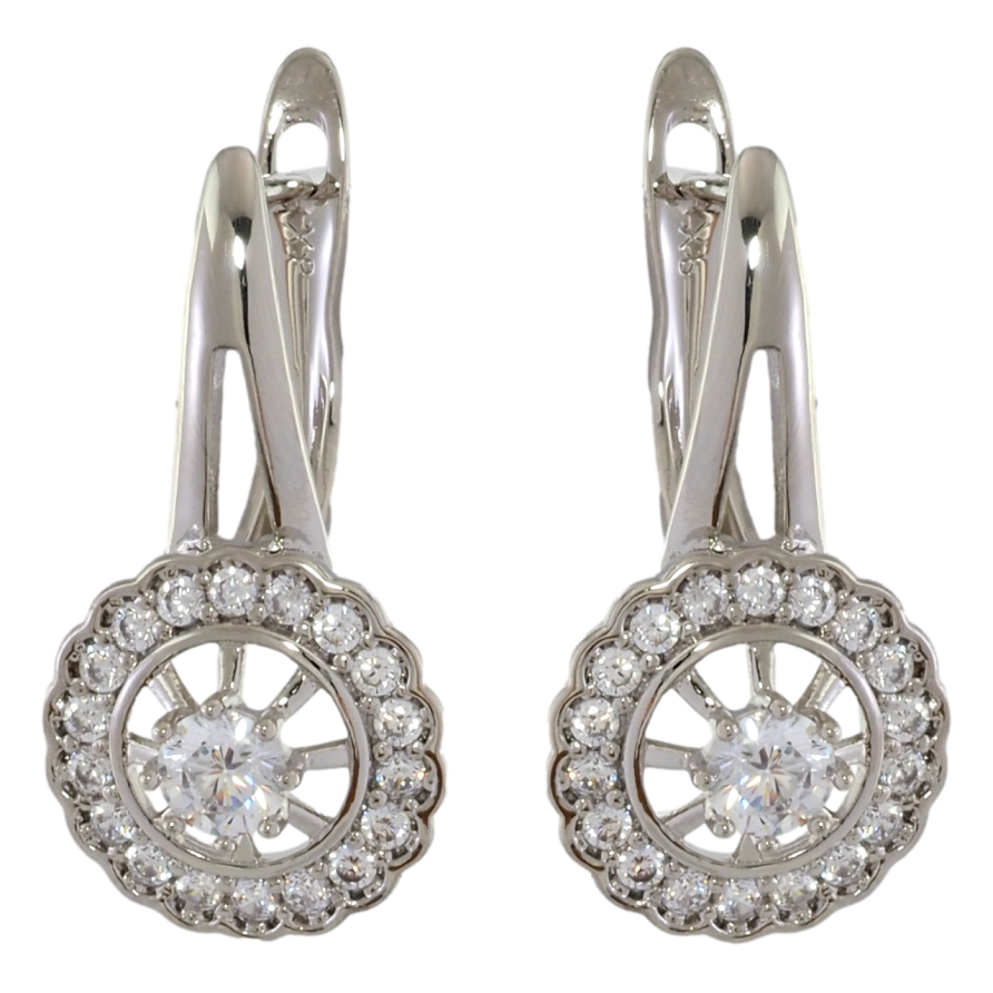 Серьги Xuping Родий английский замок Цветочки с цирконием фото №1