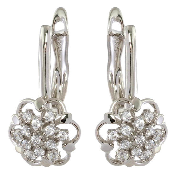 Серьги Xuping Родий английский замок Цветочки с цирконием фото №24