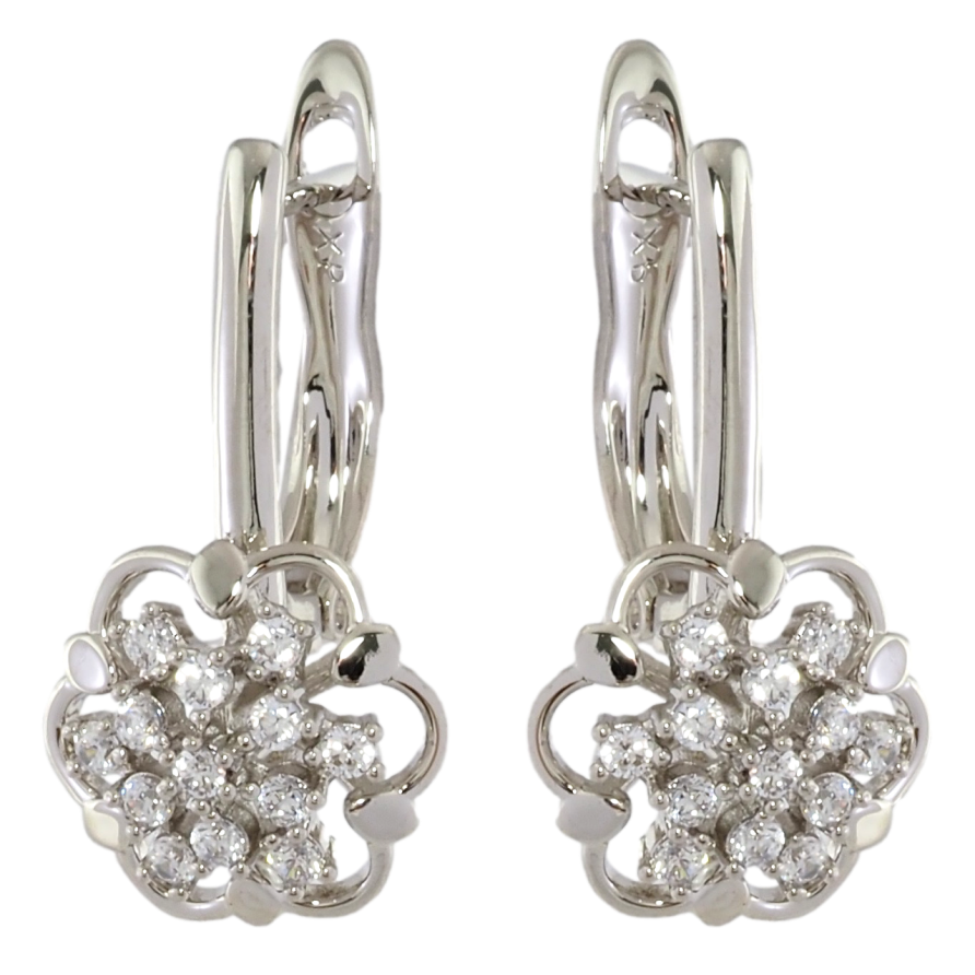Серьги Xuping Родий английский замок Цветочки с цирконием фото №1