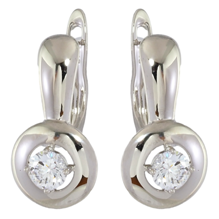 Серьги Xuping Родий английский замок Фианиты в колечках фото №2