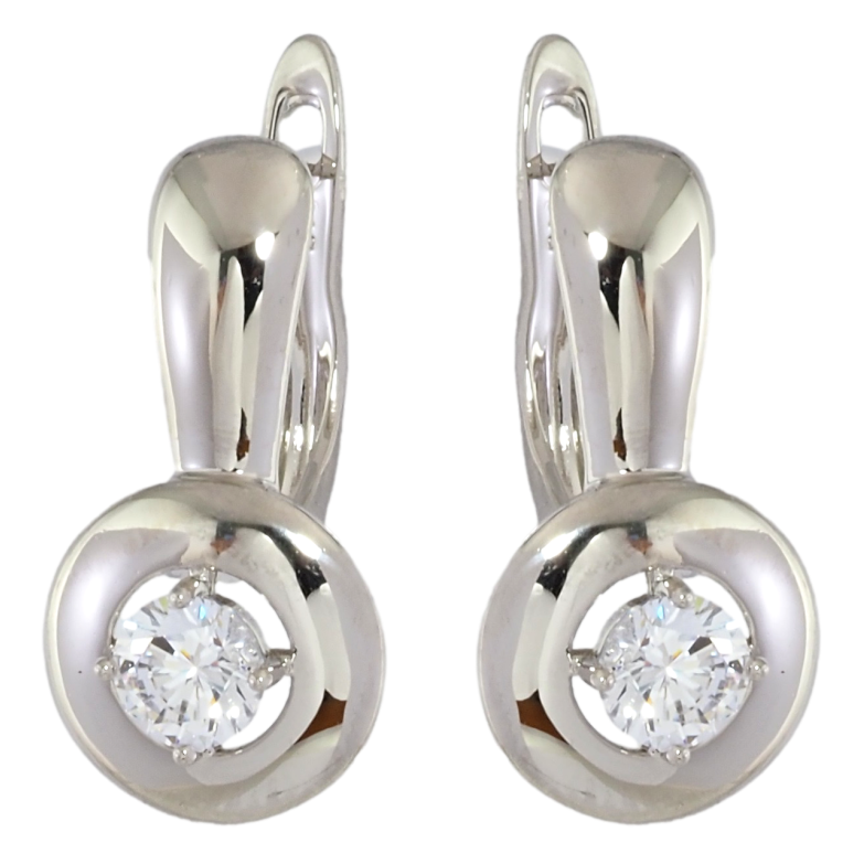 Серьги Xuping Родий английский замок Фианиты в колечках фото №1