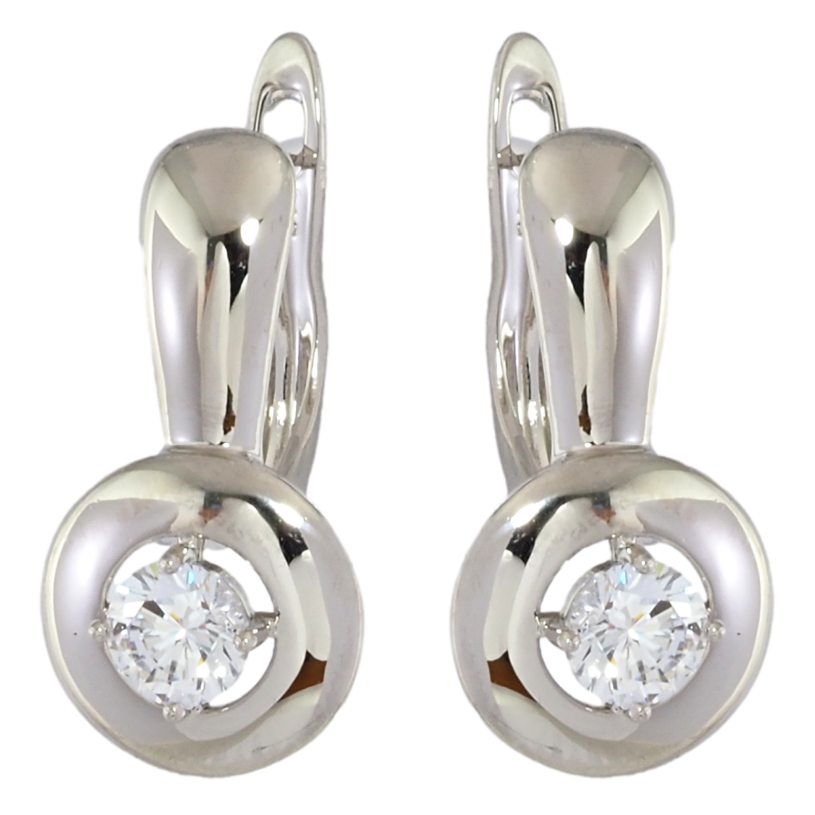 Серьги Xuping Родий английский замок Фианиты в колечках фото №1