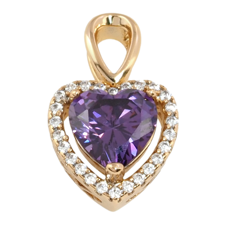 Кулон Xuping Позолота 18K Серце з бузковим фіанітом і цирконієм для ланцюжка до 3мм фото №7