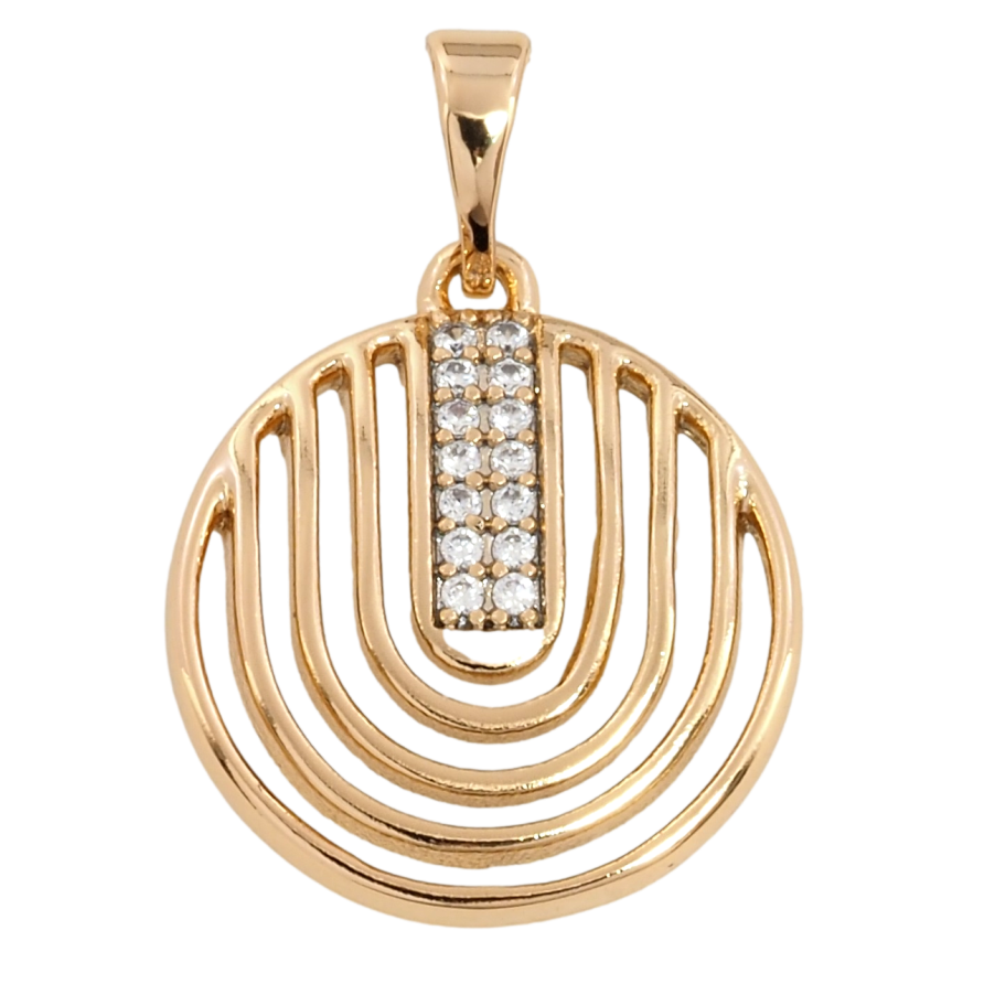 Кулон Xuping Позолота 18K Резное колечко с цирконием для цепочки до 5мм фото №1