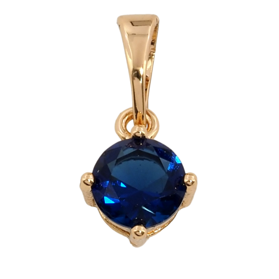 Кулон Xuping Позолота 18K Синій фіаніт, ø 6мм для ланцюжка до 5мм фото №1