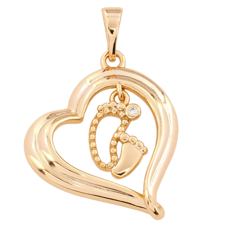 Кулон Xuping Позолота 18K Серце з дитячими слідами для ланцюжка до 5мм фото №18 Кулон Xuping Позолота 18K Серце з дитячими слідами для ланцюжка до 5мм фото №18