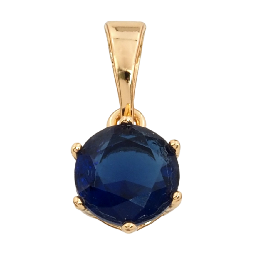 Кулон Xuping Позолота 18K Синій фіаніт, ø 7мм для ланцюжка до 5мм фото №1
