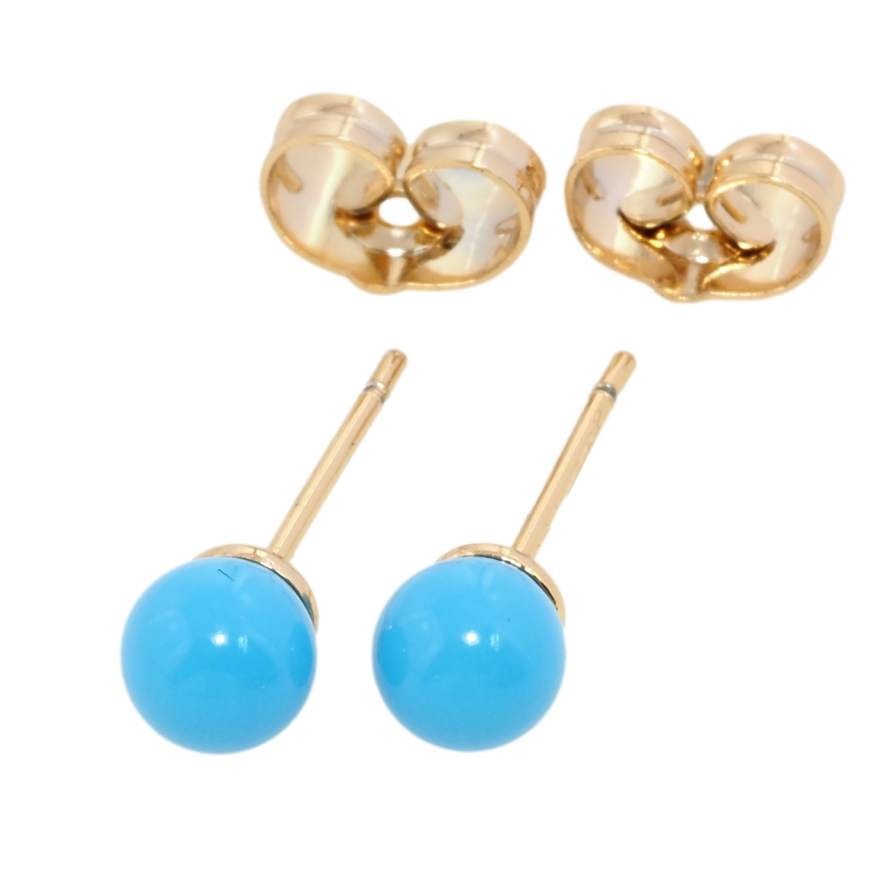 Серьги Xuping Позолота 18K пусеты Голубые шарики ø 5мм фото №1 Серьги Xuping Позолота 18K пусеты Голубые шарики ø 5мм фото №1