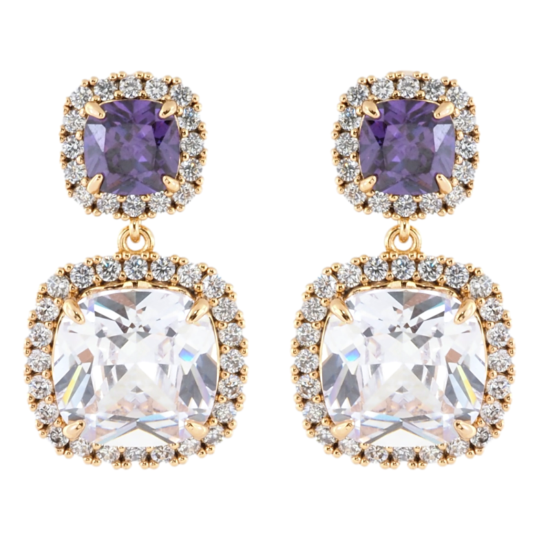 Серьги Xuping Позолота 18K пусеты Кристальные подвески фото №1 Серьги Xuping Позолота 18K пусеты Кристальные подвески фото №1