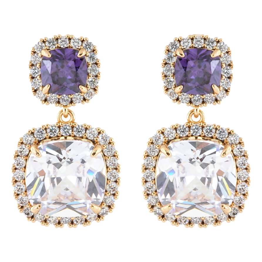 Серьги Xuping Позолота 18K пусеты Кристальные подвески фото №1