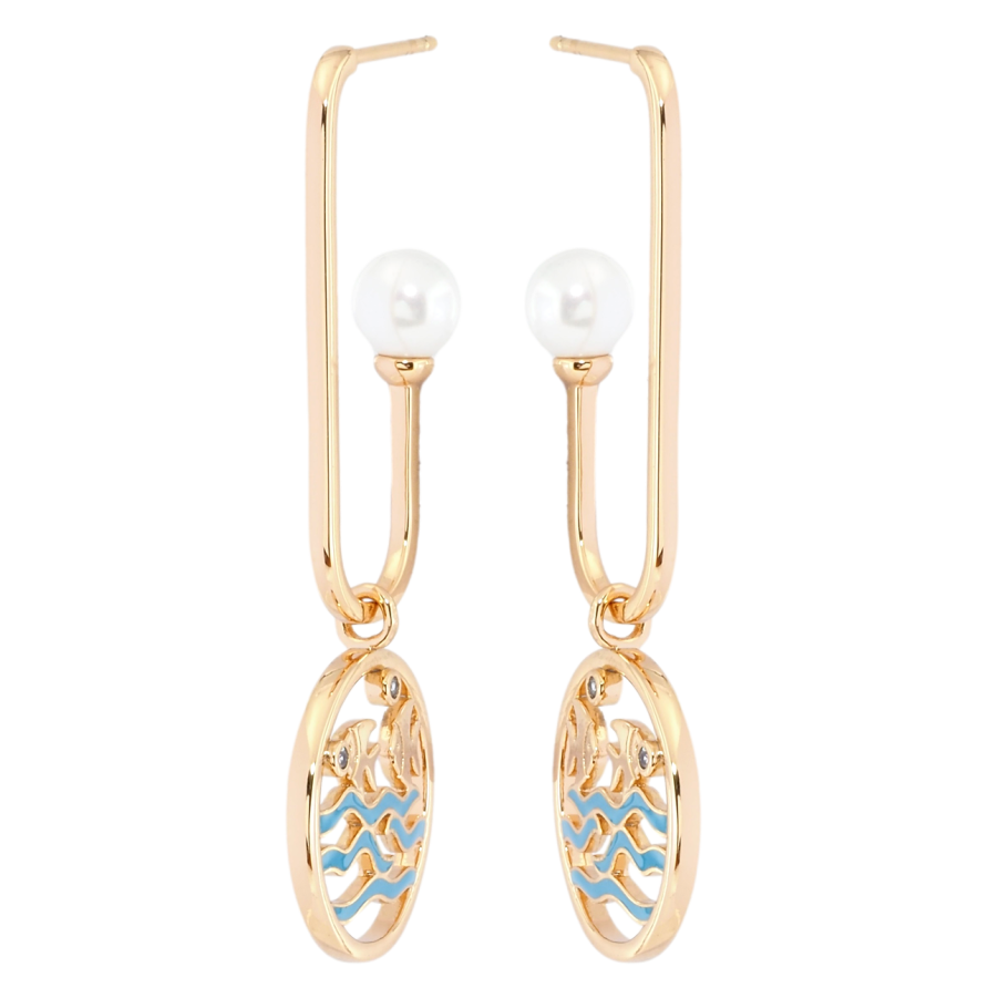 Серьги Xuping Позолота 18K пусеты Декоративные подвески с рыбками фото №1