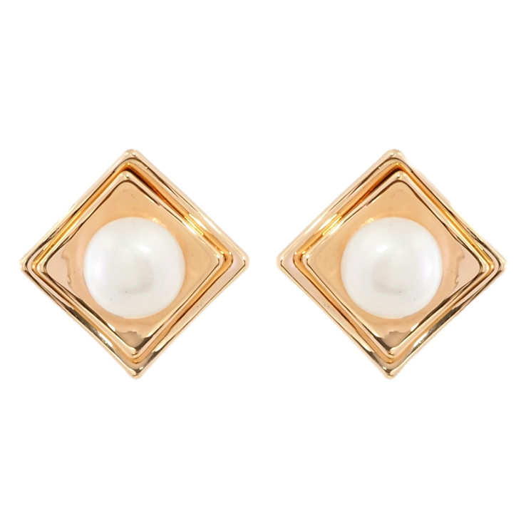 Серьги Xuping Позолота 18K пусеты Ромбы с жемчужинами фото №5