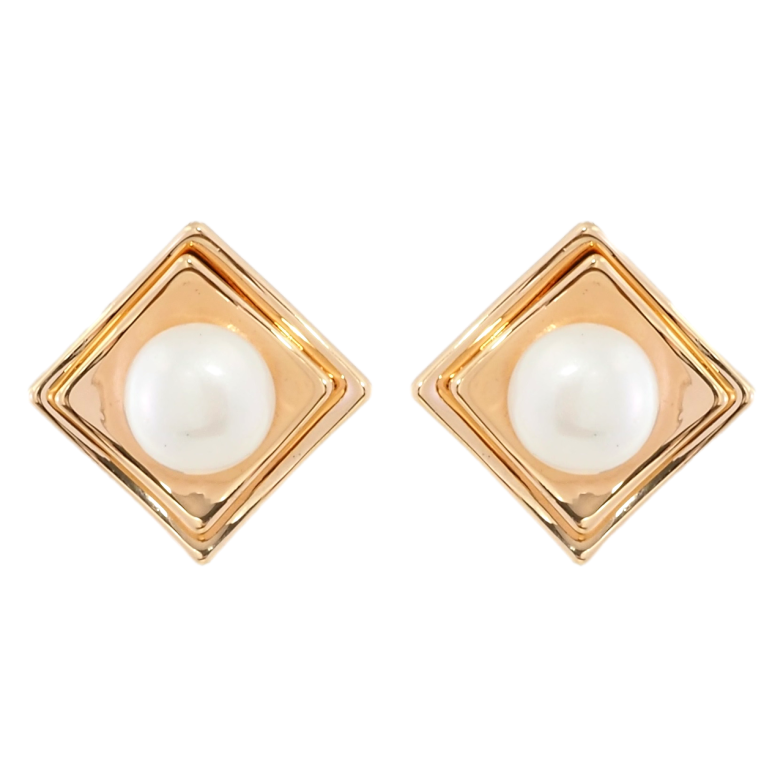 Серьги Xuping Позолота 18K пусеты Ромбы с жемчужинами фото №1