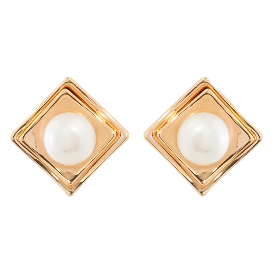 Серьги Xuping Позолота 18K пусеты Ромбы с жемчужинами фото №1