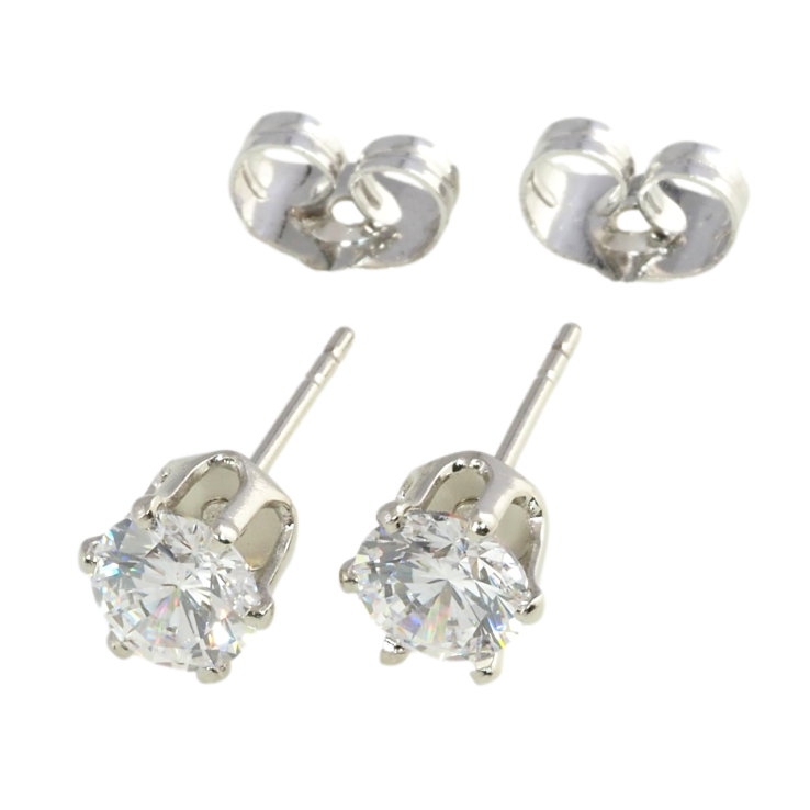 Серьги Xuping Родий пусеты Фианиты в 6-ти крапановой оправе ø 6мм фото №25