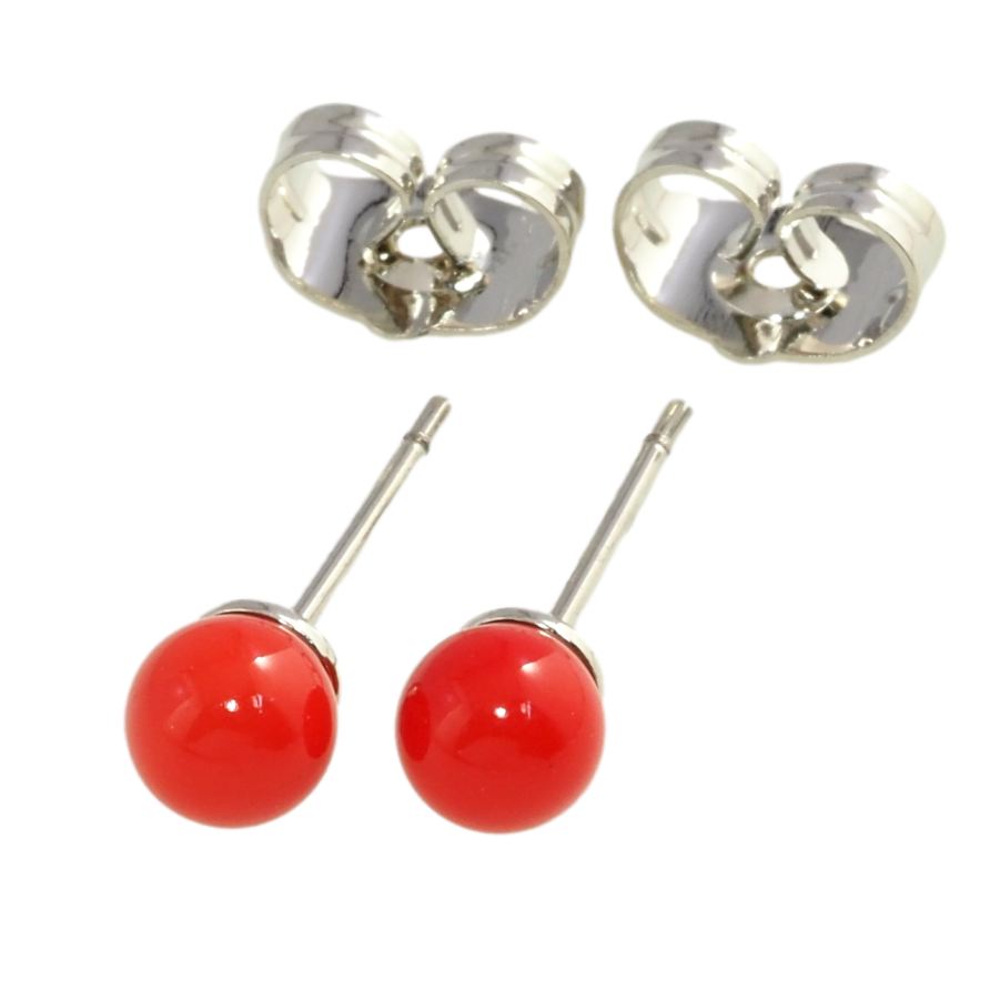 Серьги Xuping Родий пусеты Красные шарики ø 5мм фото №1