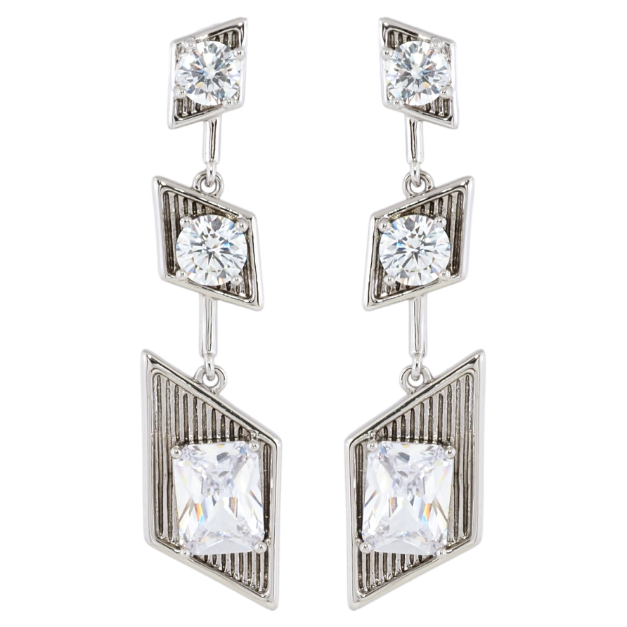 Серьги Xuping Родий пусеты Декоративные подвески с фианитами фото №1