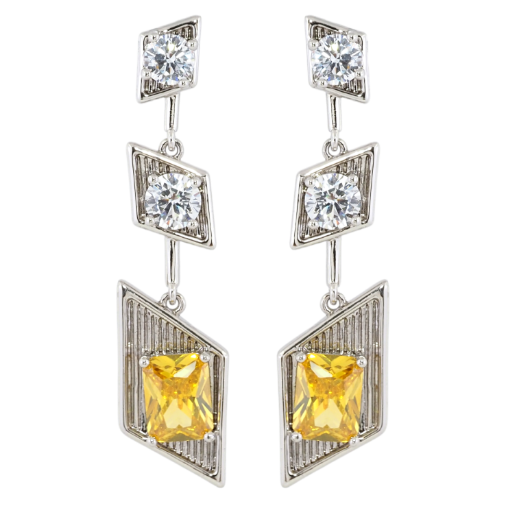 Серьги Xuping Родий пусеты Декоративные подвески с желтыми фианитами фото №20