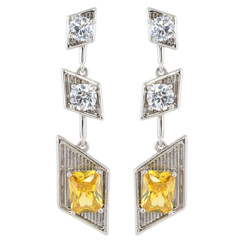 Сережки Xuping Родій пусети Декоративні підвіски з жовтими фіанітами фото №1