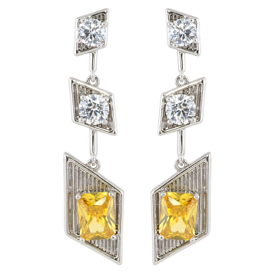 Серьги Xuping Родий пусеты Декоративные подвески с желтыми фианитами фото №1