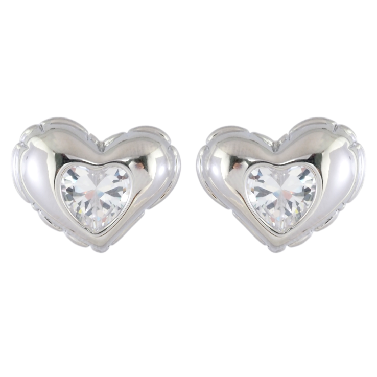 Серьги Xuping Родий пусеты Сердечки с кристаллами фото №12