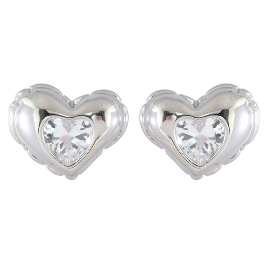 Серьги Xuping Родий пусеты Сердечки с кристаллами фото №1