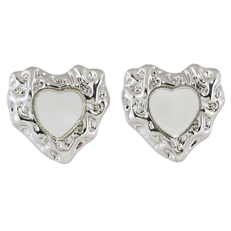 Серьги Xuping Родий пусеты Сердечки с зеркальными вставками фото №13
