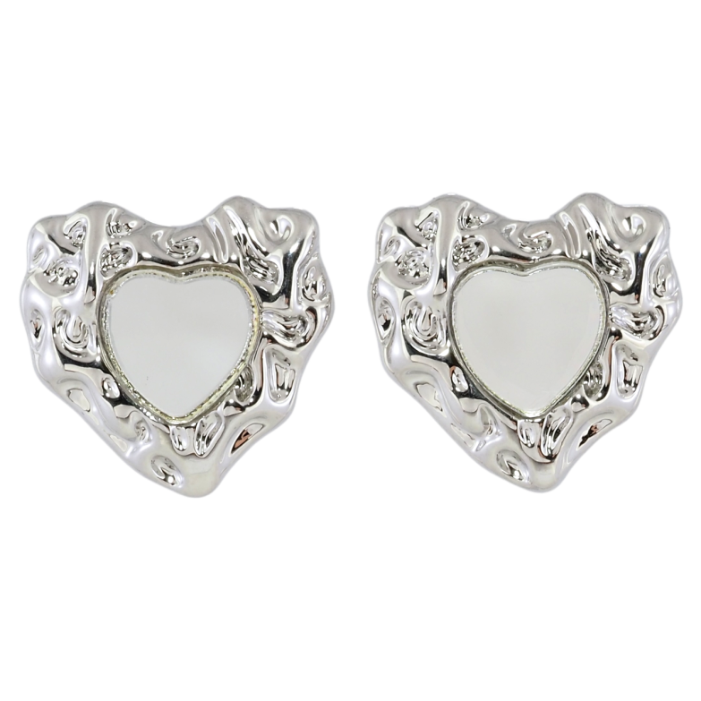 Серьги Xuping Родий пусеты Сердечки с зеркальными вставками фото №1