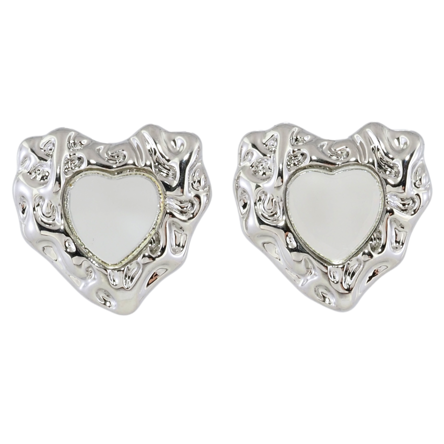 Серьги Xuping Родий пусеты Сердечки с зеркальными вставками фото №1
