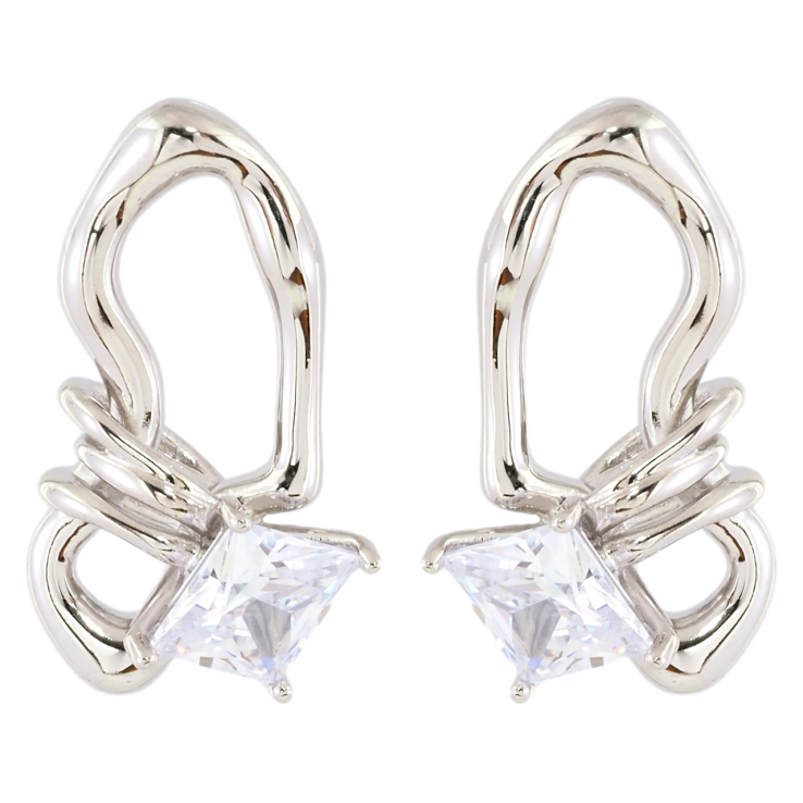 Серьги Xuping Родий пусеты Декоративные с фианитами фото №17