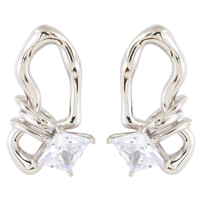 Серьги Xuping Родий пусеты Декоративные с фианитами фото №1