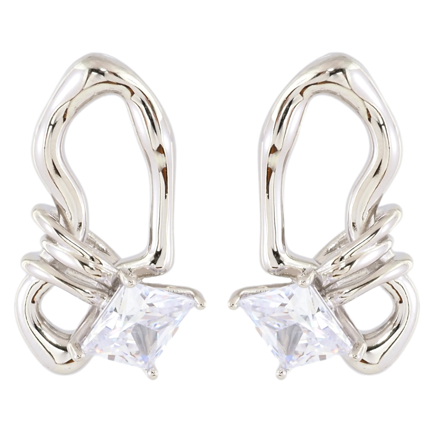 Серьги Xuping Родий пусеты Декоративные с фианитами фото №1