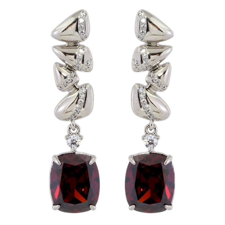 Серьги Xuping Родий пусеты Подвески с красными фианитами фото №17 Серьги Xuping Родий пусеты Подвески с красными фианитами фото №17