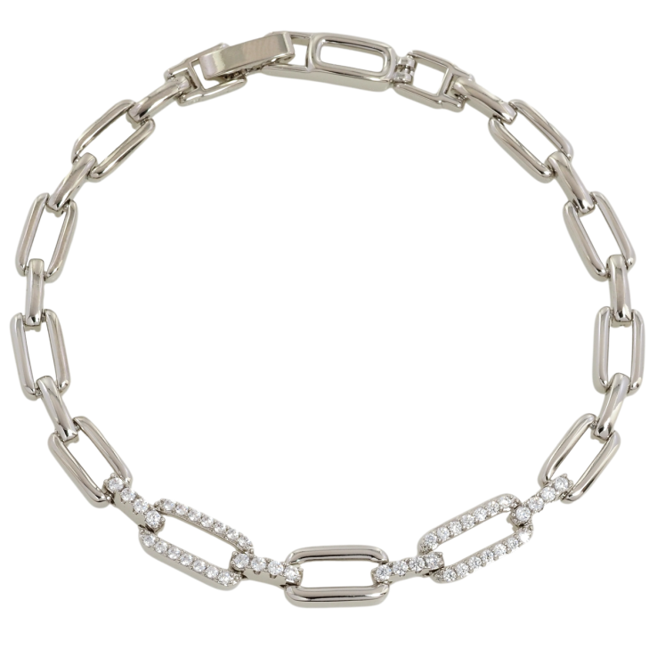 Браслет Xuping Родий Звенья с цирконием размер 19.5см х 6мм фото №7