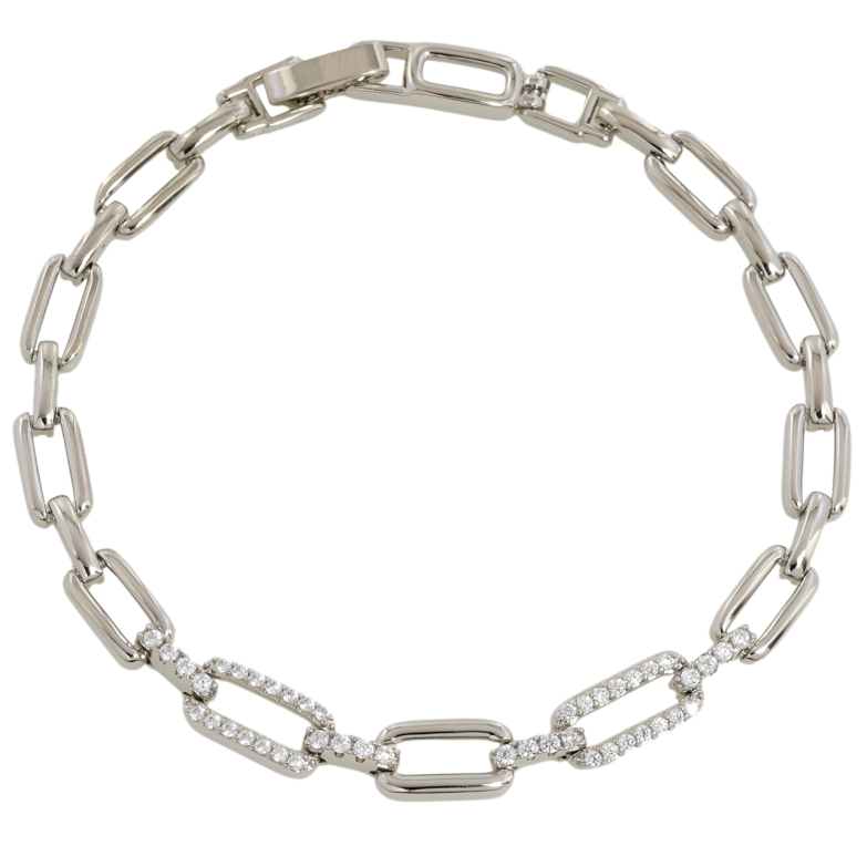 Браслет Xuping Родий Звенья с цирконием размер 19.5см х 6мм фото №17