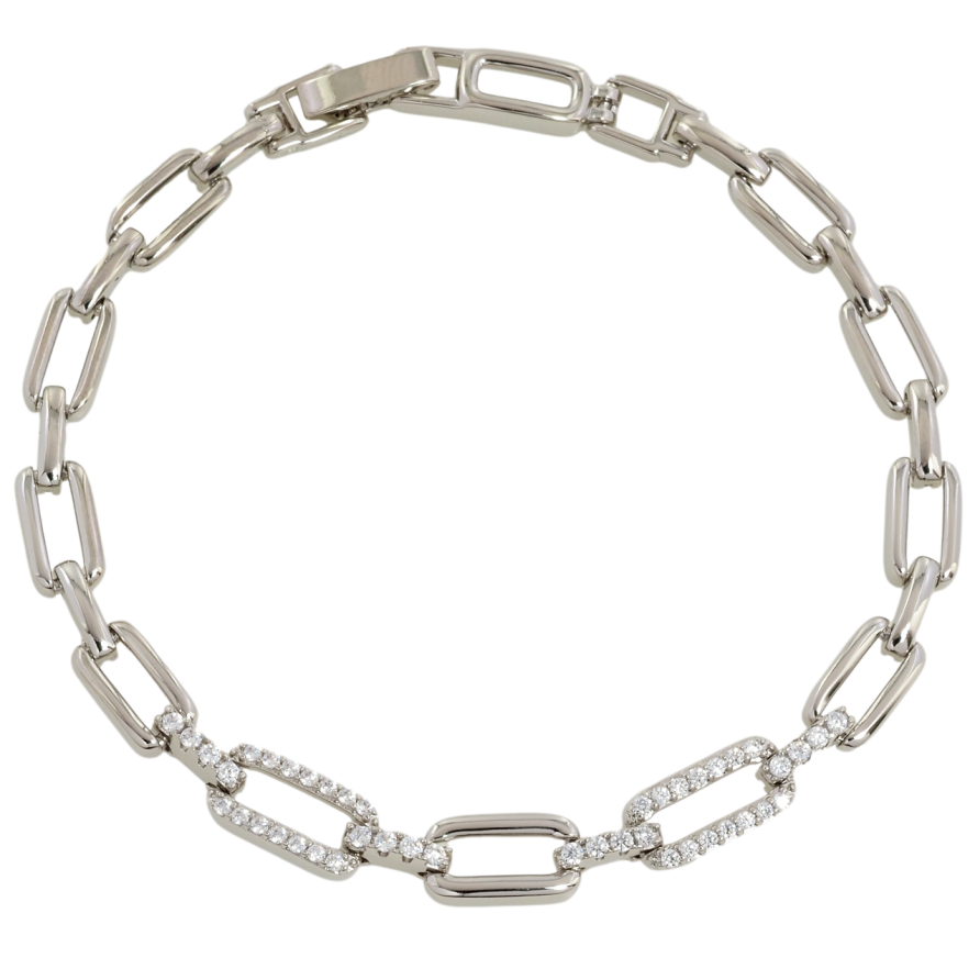 Браслет Xuping Родий Звенья с цирконием размер 19.5см х 6мм фото №1