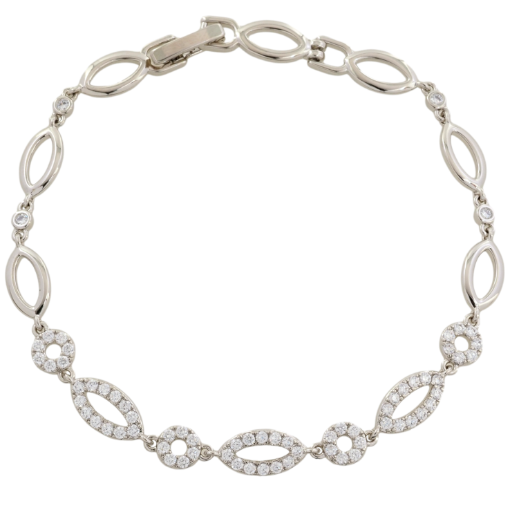 Браслет Xuping Родий Звенья с цирконием размер 18.5см х 6мм фото №8