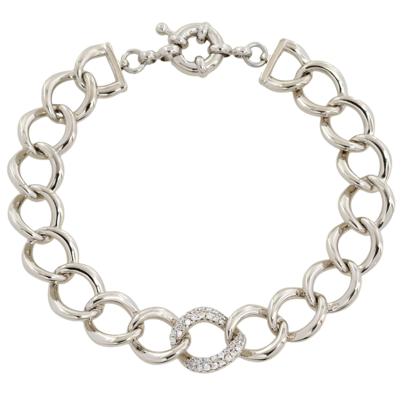 Браслет Xuping Родій Панцирний ланцюжок з цирконієм розмір 20см х 11мм фото №1