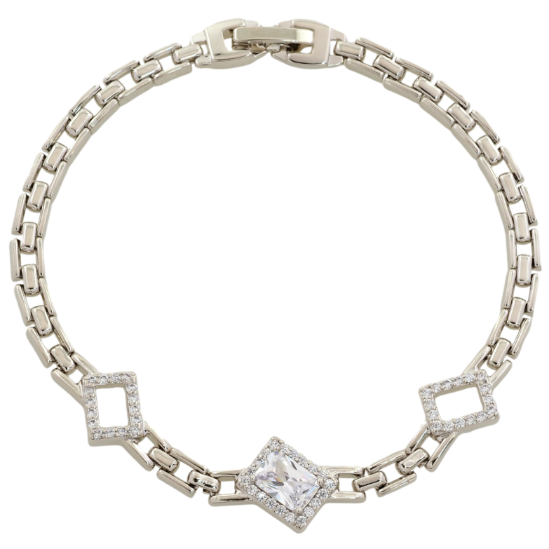 Браслет Xuping Родій Прямокутні вставки з цирконієм розмір 19см х 4мм фото №1