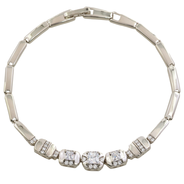 Браслет Xuping Родий Декоративные вставки с цирконием размер 19.5см х 3мм фото №18